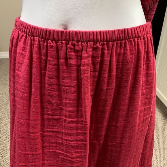 Kleen Thick Rumpled Cotton Lagenlook Multi Pink Button Down Tunic Maxi Skirt Set - Picture 8 of 11